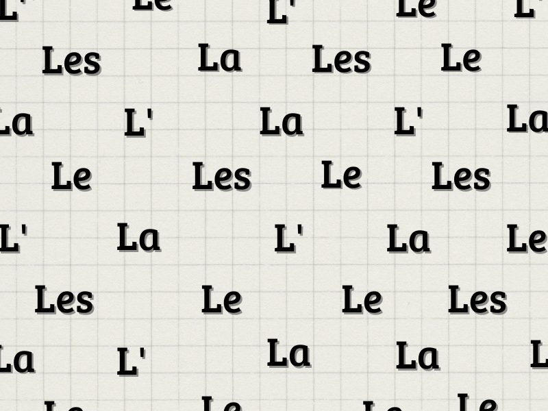 Decorative graphic featureing les, la, l', and le