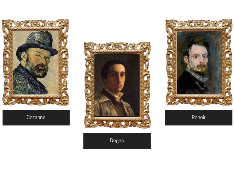 Portraits of Cezanne, Degas, and Renoir