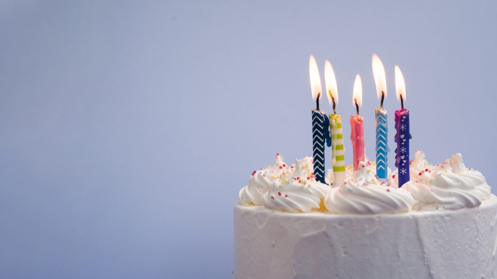 Photo of delicious birthday cake with candles