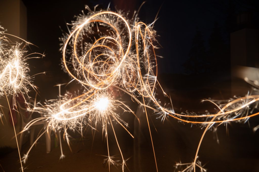 Long exposure of sparklers
