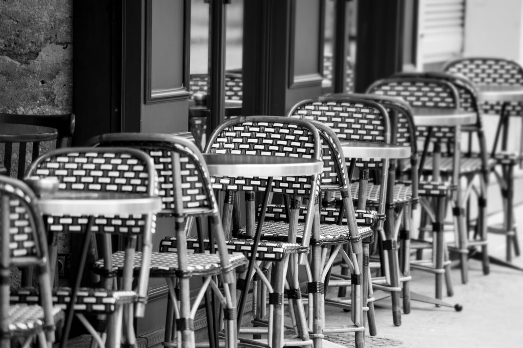 Black and white café chairs