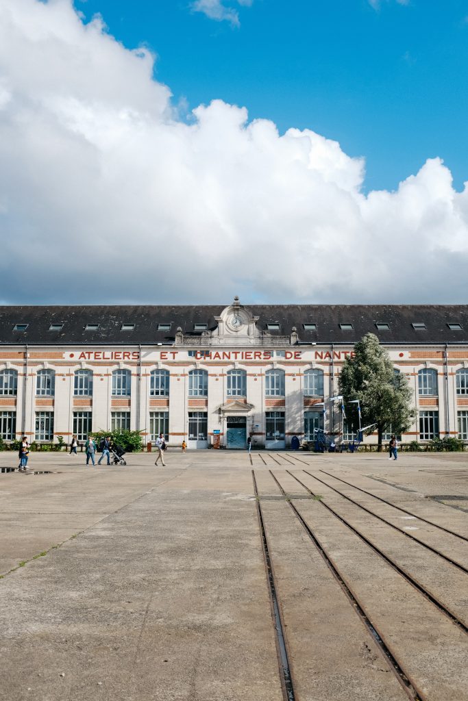 Front of an old shipping building in Nantes, France
