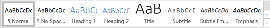Microsoft Word Style Menu showing heading style and text style choices