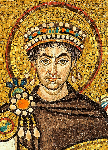 Mosaic of man in crown