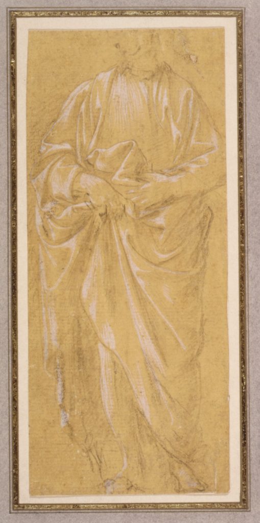 Man in a robe created on metalpoint with soft lines