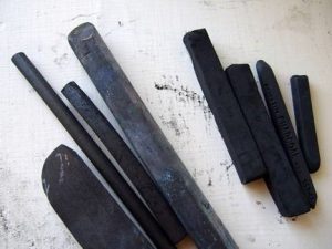 Charcoal sticks used for charcoal drawings