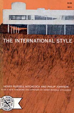 Brochure labeled The International Style with square building on stilts on the cover