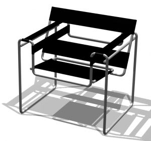 Black chair with metal legs and arms