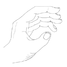 Sketch of side view of a curved human hand