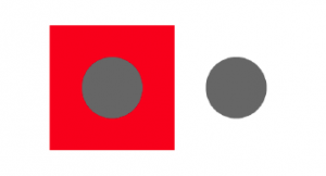 Red square with gray circle inside next to a gray circle