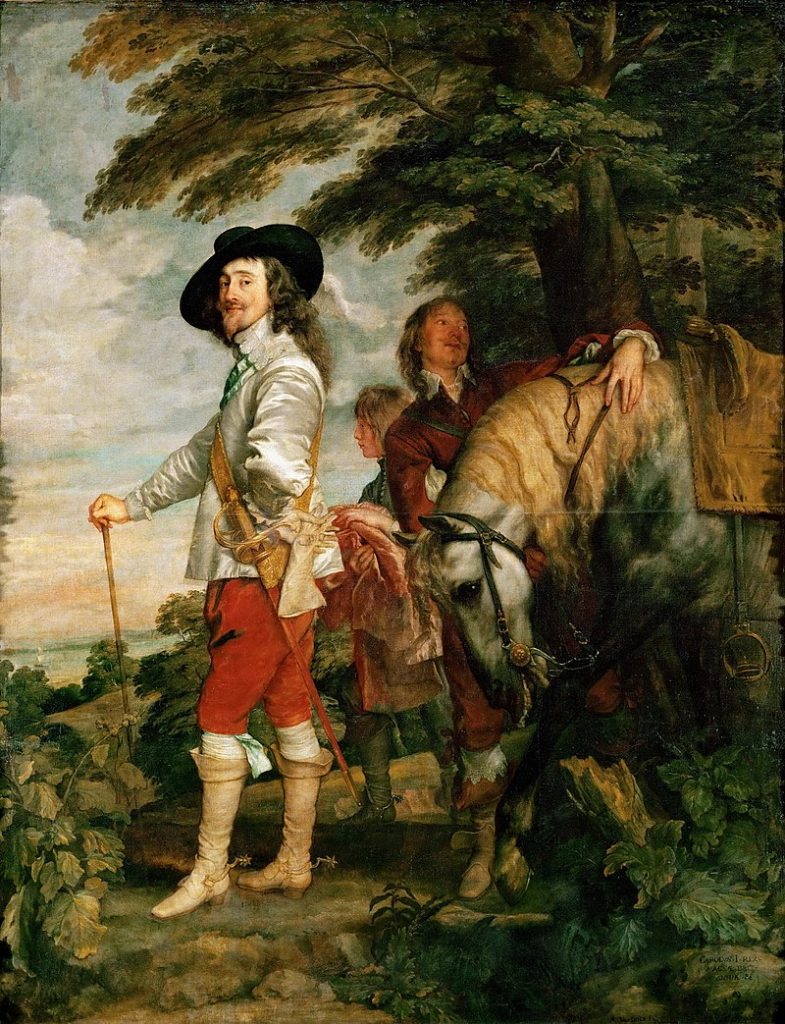 Man with large hat and cane standing before a horse and two other people looking bored