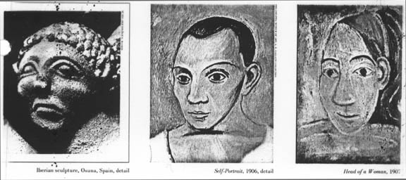Side by side images of three gray faces