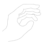 Outline of a slightly open hand from the side