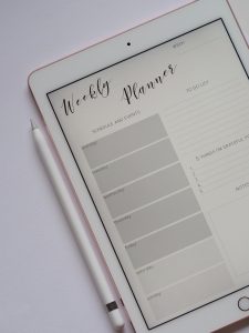 Weekly planner page on an iPad