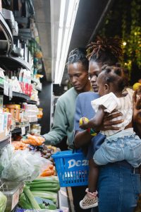 A family grocery shopping