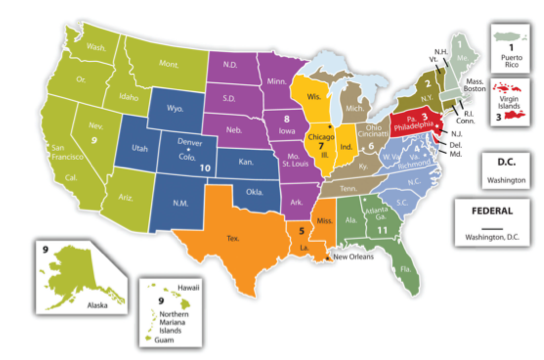 A map of federal judicial circuits