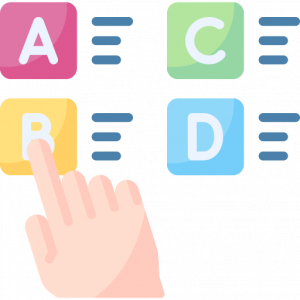 hand with multiple letters to pick from icon